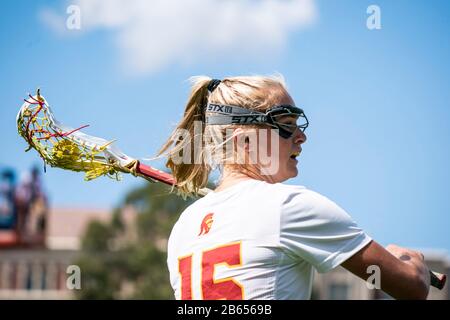 Southern California Women of Troy Angreifer Hope Anhut (15) während eines NCAA-Lacrosse-Matches gegen die California Golden Bears, Sonntag, 8. März 2020, in Los Angeles, Kalifornien, USA. (Foto von IOS/Espa-Images) Stockfoto