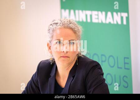 Am 07/03/2020, Lyon, Auvergne-Rhein-ône-Alpen, Frankreich. Treffen der Ökologen mit dem Bürgermeisterkandidaten Grégory Doucet, dem Kandidaten für das metropol Stockfoto