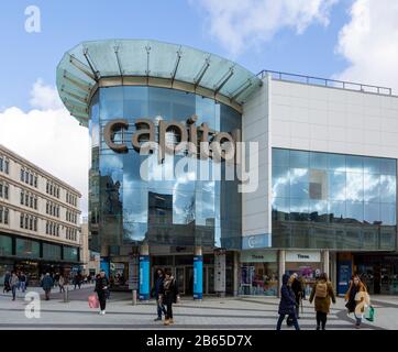 Capitol modern Shopping Center Entwicklung im Stadtzentrum von Cardiff, South Wales, Großbritannien Stockfoto