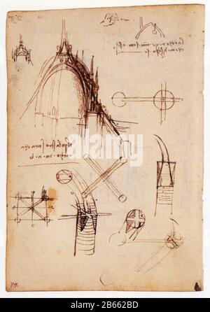 Leonardo da Vinci. Zeichnungen in Verbindung mit Studien für den Mailänder Dom. 1487-1490 Stockfoto