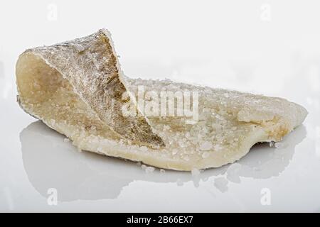 Filetto di merluzzo salato piegato vista da vicino Stockfoto