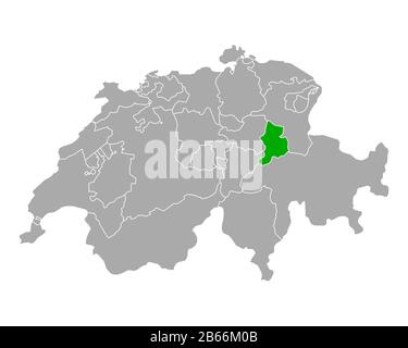 Karte von Glarus in der Schweiz Stockfoto