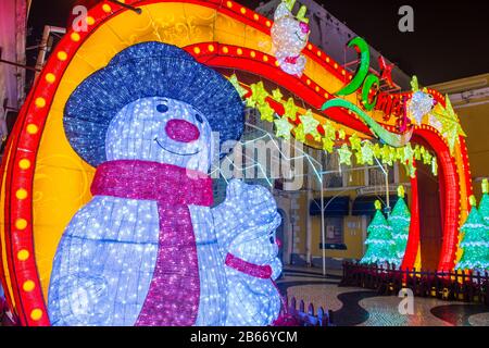 Lichtinstallation in Macau während des jährlichen Macau Light Festivals Stockfoto