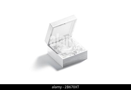 Blank weiß geöffnete Holz Geschenkbox mit Seide Pad mockup Stockfoto