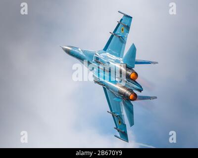 Sukhoi Su-27P1M der ukrainischen Luftwaffe bei der RIAT 2019 Fairford Gloucestershire UK Stockfoto