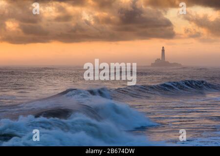 Str. Marys Leuchtturm von Collywell Bay, Seaton Schleuse, Northumberland, England Stockfoto