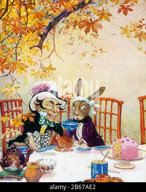 Mad HATTERS TEA PARTY von Alice's Adventures in Wonderland Stockfoto