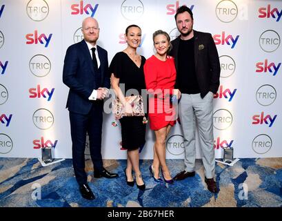 Jake Wood, Luisa Bradshaw-White, Kellie Bright und James Bye nehmen an den TRIC Awards 2020 im Grosvenor Hotel, London, teilzunehmen. Stockfoto