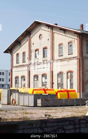 Historisches Lagergebäude am Fischerhafen, Nordsee-Spa Cuxhaven, Niedersachsen, Deutschland, Europa Stockfoto