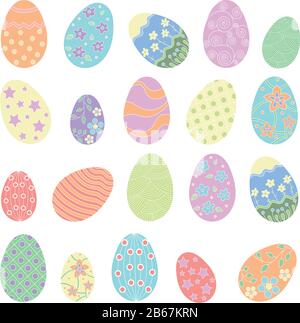 Farbige Ostereier nahtloses Muster auf weiß. Vektorgrafiken. Stock Vektor
