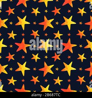 Nahtloses Muster mit Aquarellsternen Stockfoto