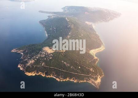 Luftbild aus dem Flugzeug der Istanbul Prince Islands, Türkei Stockfoto