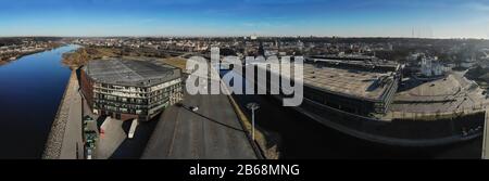 Luftbild des Sportzentrums Zalgiris Arena in Kaunas, Litauen Stockfoto