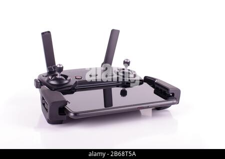 Funk-Fernbedienung mit Funkübertragung auf weißem Hintergrund isoliert Stockfoto