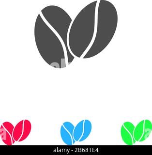 Kaffeebohnen - Symbol flach. Farbpiktogramm auf weißem Hintergrund. Symbol für Vektorgrafiken und Bonussymbole Stock Vektor