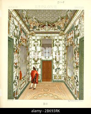 Altspanische Mode und Lifestyle, 18. Jahrhundert aus Geschichte des Kostums in chronologischer entwicklung (Geschichte der Tracht in chronologischer Entwicklung) von Racinet, A. (Auguste), 1825-1893. Und Rosenberg, Adolf, 1850-1906, Band 5 gedruckt in Berlin im Jahr 1888 Stockfoto