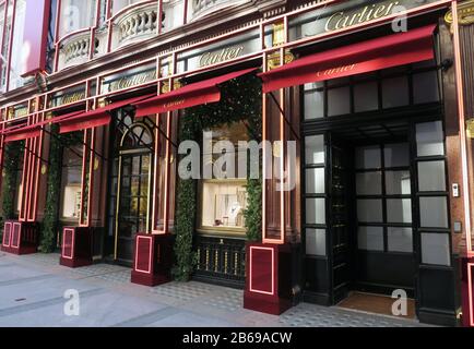 Churchill und Roosevelt Statuen in New Bond Street London Stockfoto