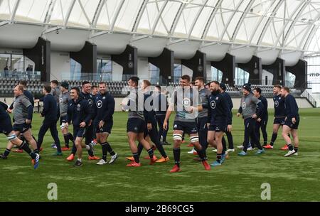 Oriam Sports Performance Center, Riccarton, Edinburgh, Schottland, Großbritannien. März, 20. Guinness Six Nations Match Away to Wales. Souveräner Schottlandtrupp . Kredit: Eric mccowat/Alamy Live News Stockfoto