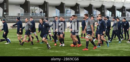 Oriam Sports Performance Center, Riccarton, Edinburgh, Schottland, Großbritannien. März, 20. Guinness Six Nations Match Away to Wales. Souveräner Schottlandtrupp . Kredit: Eric mccowat/Alamy Live News Stockfoto