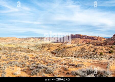 Versteinerte Dunes Desert Szene im Arches National Park in Moab, Utah USA. Stockfoto