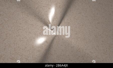 3D-Darstellung einer geometrischen Form von STEINFARBE auf weißem abstraktem Hintergrund als gebogene und glänzende Oberfläche mit direkter Oberfläche Stockfoto