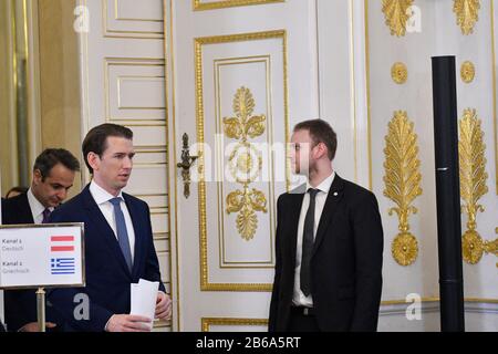 Wien, Österreich. 10. März 2020. Offizieller Besuch des Ministerpräsidenten der Hellenischen Republik Kyriakos Mitsotakis beim österreichischen Kanzler Sebastian Kurz. Kredit: Franz Perc/Alamy Live News Stockfoto