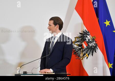 Wien, Österreich. 10. März 2020. Offizieller Besuch des Ministerpräsidenten der Hellenischen Republik beim österreichischen Kanzler Sebastian Kurz. Das Bild zeigt österreichischen Kanzler Sebastian Kurz. Kredit: Franz Perc/Alamy Live News Stockfoto