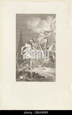 Allegorie mit Father Time und Tod Angel Allegorie mit Father Time, Tod und Angel Objekttyp: Bild Artikelnummer: RP-P-ob-65.576Katalogogusreferentie: Sammlung Rijksmuseum 1 (2) Hinweis: Staat anhand vorhandener Drucke in Rijksprenkabinet-Aufschriften / Marken: Sammlermarke, Verso, gestempelt: Lugt 240 Hersteller: Reiniger Stelle: Hersteller: Amsterdam Datum: 767 Physikalische Merkmale: Ätzung und Engras; Proofmaterial: Papiertechnik: Ätzung/Engras (Druckverfahren) Abmessungen: Blatt: H 231 mm × W 148 mm Betreff: Vaterzeit, Mann mit Flügeln und Schythe Stockfoto