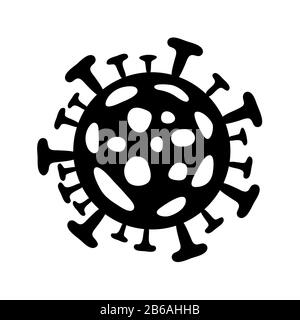 Symbol für Coronavirus. Vector Logo 2019-ncov, flaches schwarzes Pandemie-Virus Stock Vektor