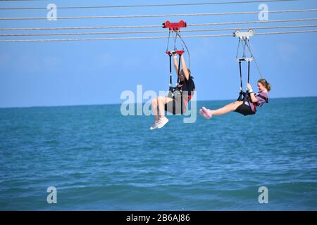 Zip line Abenteuer in Labadee Haiti Stockfoto