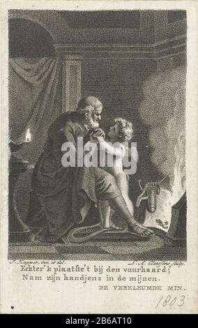 Amor erhitzt sich von den Händen eines alten Mannes, Der am Feuer selbst sitzt, um sich zu erwärmen. Amor nimmt sich die Hände und erwärmt den alten Mann. Hersteller der tauben Finger Druckerhersteller: Lambertus Antonio Claessens (denkmalgeschütztes Gebäude) zum Zeichnen von Jacques Kuyper (denkmalgeschütztes Eigentum) Ort Herstellung: Amsterdam Datum: 1803 Physikalische Merkmale: Ätzmaterial: Papiertechnik: Ätzmaße: Blatt: 116 mm × h b 75 mmToelichtingAfter von: Ernst und Boertlingen für das XIX Jahrhundert, oder Almanach zivilisierter Kundigheeden, vor dem Jaare um das Jahr 1803. Amsterdam: W. van Vliet und J. van der Hey, [1803] . Betreff: Andere Nein Stockfoto