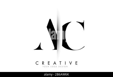 AC A C Letter Logo Design mit kreativem Vektor Mit Schattenschnitt und Vektorgrafiken. Stock Vektor