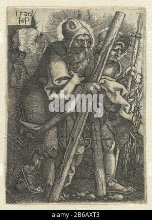 Andreas und Thomas Christ und die zwölf Apostel (Serientitel) drucken aus einer Serie von sieben Druckherstellern: Druckhersteller: Hans Sebald Beham (auf Objekt angegeben), bei dessen Entwurf: Hans Sebald BehamPlaats Herstellung: Nürnberg Datum: 1520 Physikalische Merkmale: Engra-Material: Papiertechnik: Engra (Druckverfahren) Messungen: Plattenkante: H 62 mm × W 45 mm Betreff: Der Apostel Andreas; mögliche Attribute: Buch, X-förmiges Kreuz, Fisch, Fischnetz, Seil, Scrollthe Apostel Thomas; mögliche Attribute: Buch, Kelch, Gürtel, Herz, Speer oder Lanze, Schriftrolle, Quadrat, Steine Stockfoto