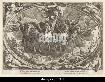 Apollo und die vier Staffeln Die vier Staffeln (Serientitel) Central in einer Kartusche, Apollo (Sol) in seinem Wagen am Himmel. Die Personifikationen der vier Jahreszeiten vor Ort. In den Ecken außerhalb der Kartusche vier Personifikationen der Jahreszeiten. Der Druck hat eine lateinische Bildunterschrift und ist Teil einer Serie über die vier Jaargetijden. Hersteller: Druckmaschine: Philips Gall zum Entwerfen: Stradanus (denkmalgeschütztes Gebäude) Herausgeber: Philip Galle (denkmalgeschütztes Eigentum) Herstellung: Druckmaschine: Antwerpen zum Entwerfen: Florence Herausgeber: Antwerpen dating: CA. 1578 - ca. 1582 Physikalische Merkmale: Fahrzeugmaterial: Papier Stockfoto