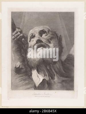 Apostel Andreas Sanctus Andreas (Titelobjekt) Apostel (Serientitel) Teilten Recht zu: II Hersteller : Druckerhersteller Giovanni Marco Pitteri (denkmalgeschütztes Eigentum) zum Gemälde von Giovanni Battista Gazzetta (Listed Property) Privilege-Anbieter: Senat von Venedig (Listed Property) Ort Herstellung: Venedig Datum: 1712 - 806 Physische Merkmale: Fahrzeugmaterial: Papiertechnik: Enra (Druckverfahren) Abmessungen: Plattenkante: H 446 mm × W 345 mmToelichtingDeze Print ist Teil einer Serie von 12 Pränten. Betrifft: Der Apostel Andreas; mögliche Attribute: Buch, X-förmiges Kreuz, Fisch, Fischnetz, Seil, Schriftrolle Stockfoto