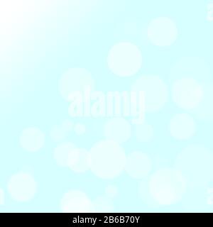 Weißes Bokeh kreist auf hellblauem Hintergrund Stockfoto