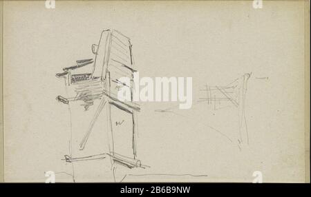 Architekturstudien Architektur Studie Objekttyp: Skizzenblatt Artikelnummer: RP-T 1996-10-17 (V) Kennzeichnung / Marke: Farbnotiz handschriftliche Beschreibung: Architekturstudien. Hinterließen einen Dormer. Blatt 17 eines Skizzenbuchs mit 69 Klingen aus der Nähe von Delft, Rotterdam, Oudewater und Harlingen. Hersteller: Künstler: Adrian Evers Herstellung: Niederlande Datum: CA. 18-1897 Physikalische Merkmale: Bleistift-Material: Bleistift-Thema: Architektonische Details Stockfoto