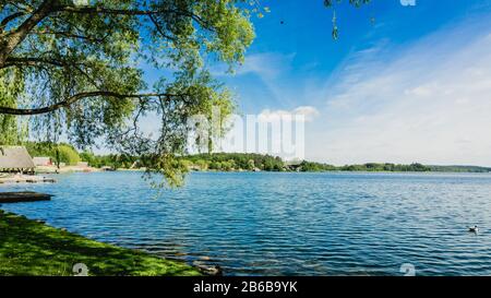 Panorama von Krakow am See und Stadtzentrum Stockfoto