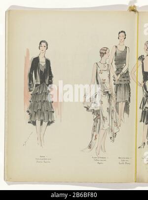 Die Eigentümer verschiedener Modehäuser. Von links nach rechts: Jeanne Lanvin, Agnes Lucille Paray. Seite der Modezeitschrift Art-Gout-Beauté (1920-1933) . Hersteller : zum Zeichnen: R. DRIVON (denkmalgeschütztes Gebäude) Druckmaschine: Anonymer Verleger Charles Goy dating: 1929 Physikalische Merkmale: Fotomechanisches Farbmaterial: Papiertechnik: Fotomechanische Techniken / Farbabmessungen: Blatt: H 315 mm × W 472 mm Betreff: Modeplatten Kleid, Kleid (+ Damenbekleidung) Wann: 1929 - 1929 Stockfoto