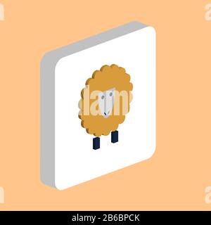 Symbol Für einfachen Schaftvektor. Designvorlage für Symbole für Web Mobile UI-Element. Perfektes farbisometrisches Piktogramm auf 3D-weißem Quadrat. Schaf i Stock Vektor
