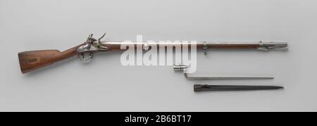 Bajonett in Verbindung mit einem Flintsperrgewehr, Armee M1-Staaten, Nr. 1 Bajonett Horend bij een vuursteengeweer, Staatssender M. -leger M. -10, Nr. 1. Hersteller : Geweeermaker: Keizerlijke Geweerfabriek Maubeugeplaats Herstellung: Maubeuge (Mogelijk) dating: Material von 1815: IJzer leer Abmessungen: Geheel: L 54 cm H 9 cm. × d 4 cm. Stockfoto