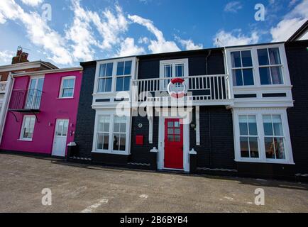 Bunte Häuser in Aldeburgh Suffolk Stockfoto