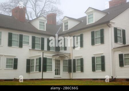 Pope Riddle House in Fog, Hill-Stead Museum, Farmington, Connecticut Stockfoto