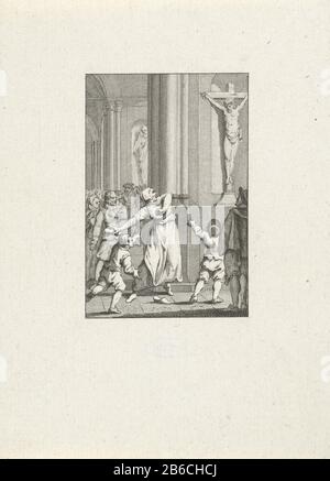 Ikonoklasmus in der Oude Kerk in Amsterdam, 1566 Ikonoklasmus in der Oude Kerk in Amsterdam, 1566. Die Frau Weyn-Storage wirft ihren Slipper in ein kruisbeeld. Hersteller : Druckhersteller: Reinier Vinkeles (I) Druckhersteller: Cornelis Bogert im Zeichnen: Jacobus Kauft Platzfertigung: Niederlande Datum: 170-95 Physikalische Eigenschaften: Radierung, Prüfdruck vor dem Punkt des Materials: Papiertechnologie : Ätzmaße: Blatt: 157 mm × h 113 b mmToelichtingatie für: J. Fokke, Geschichte der Vereinigten Niederlande für die Jugend des Heimatlandes, Johannes Allart, Amsterdam 1783 bis 1795 Stockfoto