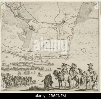 Belagerung und Einnahme von den Bosch durch Friedrich Henry, 1629 (Seite rechts) Große Karte der Einkreisung von den Bosch während der Belagerung durch die Militärs unter Friedrich Henry vom 1. Mai bis 17. september 1629. Komplett bestehend aus vier Platten und vier Textseiten. Dies ist der untere rechte Teil der Karte mit Viertel Frederick Henry. Unten rechts einige Offiziere zu Pferd, um die spanische Garnisonen in Prozession ST verlaat zu überwachen. Hersteller: Druckhersteller Cornelis Danckerts (I) (zugeschrieben) Vermessungsingenieur Jan Cornelis van Rodenburgh Herausgeber: Cornelis Danckerts (I) Versorger der Privilegien: STA Stockfoto