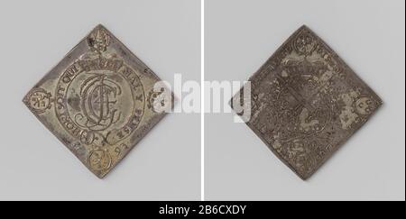 Ernennung von Johan Georg IV., Kurfürst von Sachsen Ritter des Garters durch Wilhelm III., MINT verteilt auf Schießwettbewerbe in der Dresdner Vierkant-Zilveren munt. Voorzijde: Monogramm van Johan Georg IV., omgeven door Kouseband en gekroond met keurvorstelijke muts, temidden van vier wappenschilden. Keerzijde: Twee gekruiste degens binnen krans van wijnruit, gekroond met keurvorstelijke muts, binnen omschrift onderbroken door vier wappenschilden. Hersteller : Johann Koch (Medailleur)Plaats Herstellung: Dresden dating: 1693 Material: Zilver Techniek: Slaan Abmessungen: L 4 cm. × b 4 cm. × g 23,2 Stockfoto