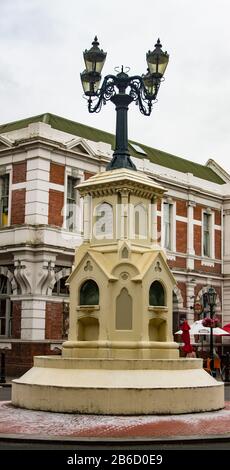 Vintage Brunnen und Straße in Wanganui, Neuseeland Stockfoto