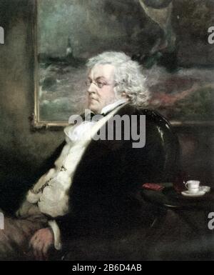 William Makepeace Thackeray (1811-1863), 19. Jahrhundert. Von Sir John Gilbert (1817-1897). William Makepeace Thackeray (1811-1863), britischer Schriftsteller und Autor. Er ist bekannt für seine satirischen Werke, insbesondere Vanity Fair, ein Panoramaporträt der britischen Gesellschaft. Stockfoto