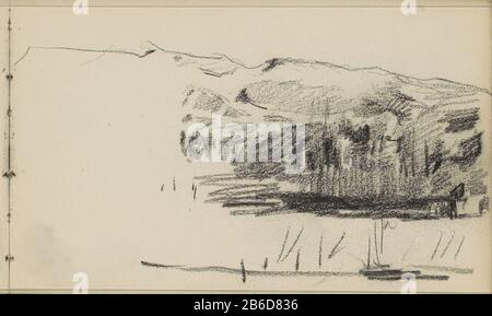 Berglandschaft Berglandschaft. Frontwasser so gut wie möglich. Blatt 3 aus einem Skizzenbuch mit 45 bladen. Hersteller: Künstler: Johan Antonie de Jonge Herstellung: Deutschland (möglich) Datum: CA. 1901 - 1927 Körperliche Merkmale: Schwarzes Kreidematerial: Papierfach Kreide: Berg Stockfoto