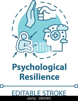 Symbol für psychologisches Resilienzkonzept. Belastungsschutz. Fähigkeit, mit der Krise emotional zurechtzukommen. Idee zur psychischen Gesundheit - dünne Linie - Abbildung. Vektor Stock Vektor